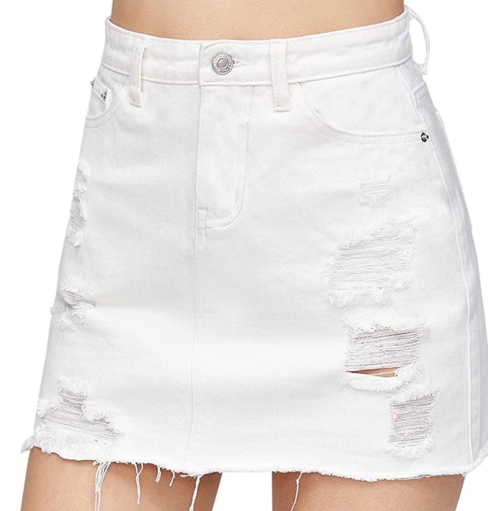 Distressed Denim Skirt